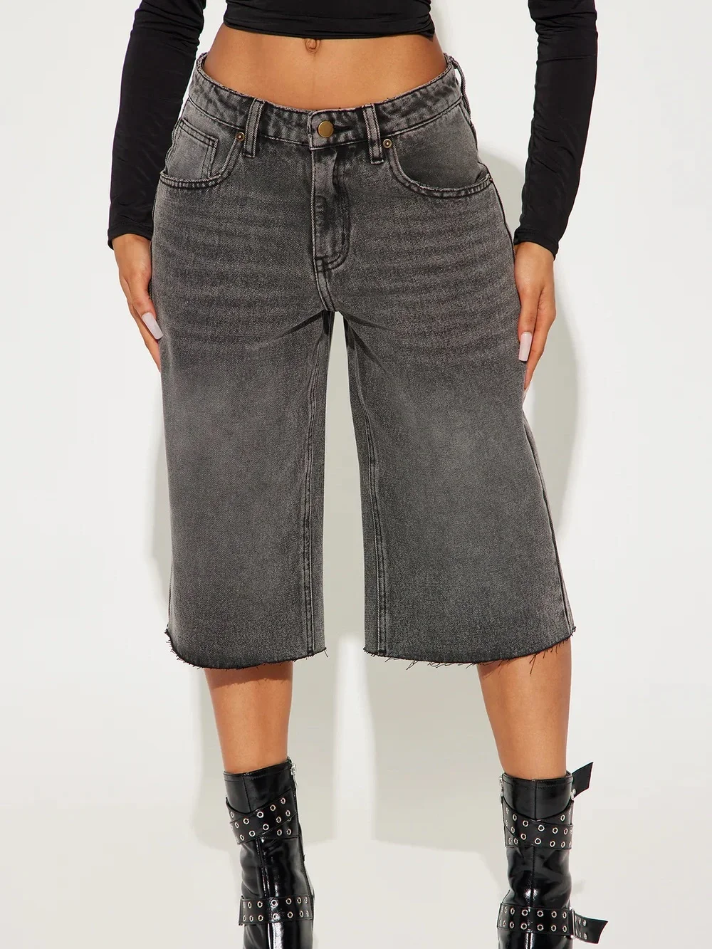 Black Denim Jorts